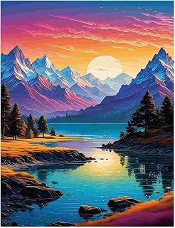 Landscape Paint by Numbers Kit for Adults, Mountain Paint by Numbers for Adults, DIY Adult Stress Relief Painting Art Crafts for Home Decoration 16 x 20 Inch