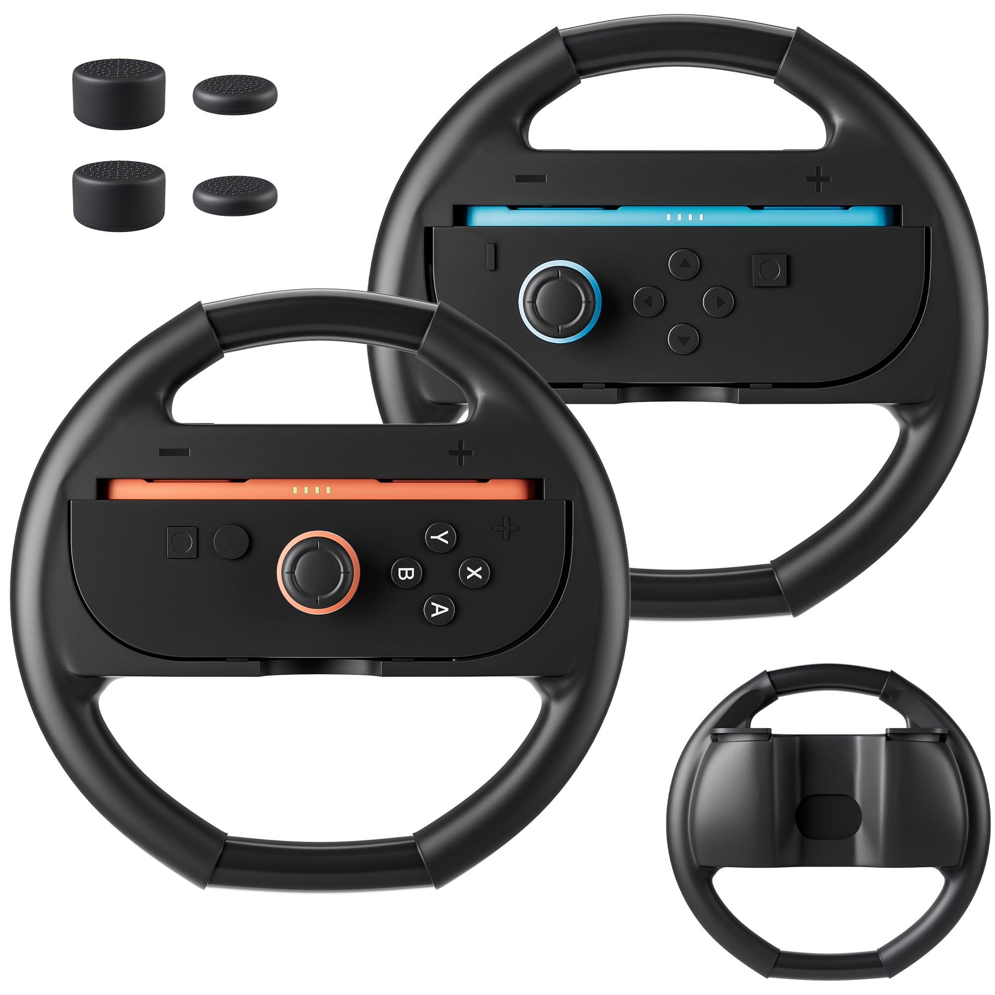 FANPL for Nintendo Switch 2 Steering Wheel, Comfort Grip for Mario Kart Wheel JoyCon 2 Controller, with 4 Thumb Caps, Enhance Racing Experience (