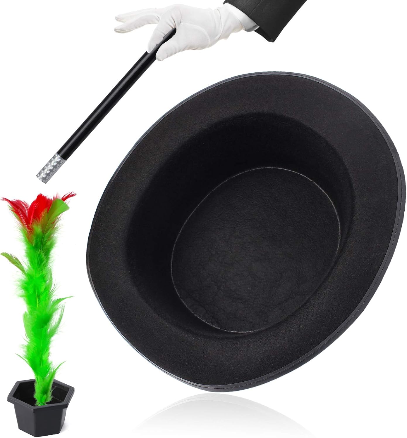 Yewong Kids Magician Pretend Play Dress Up Set with Accessories,Magician Cloak Cape Top Hat Wand Gloves Rabbit Puppet Magic Tricks Kit, Magician Role Play Set (Set-A) : Toys & Games