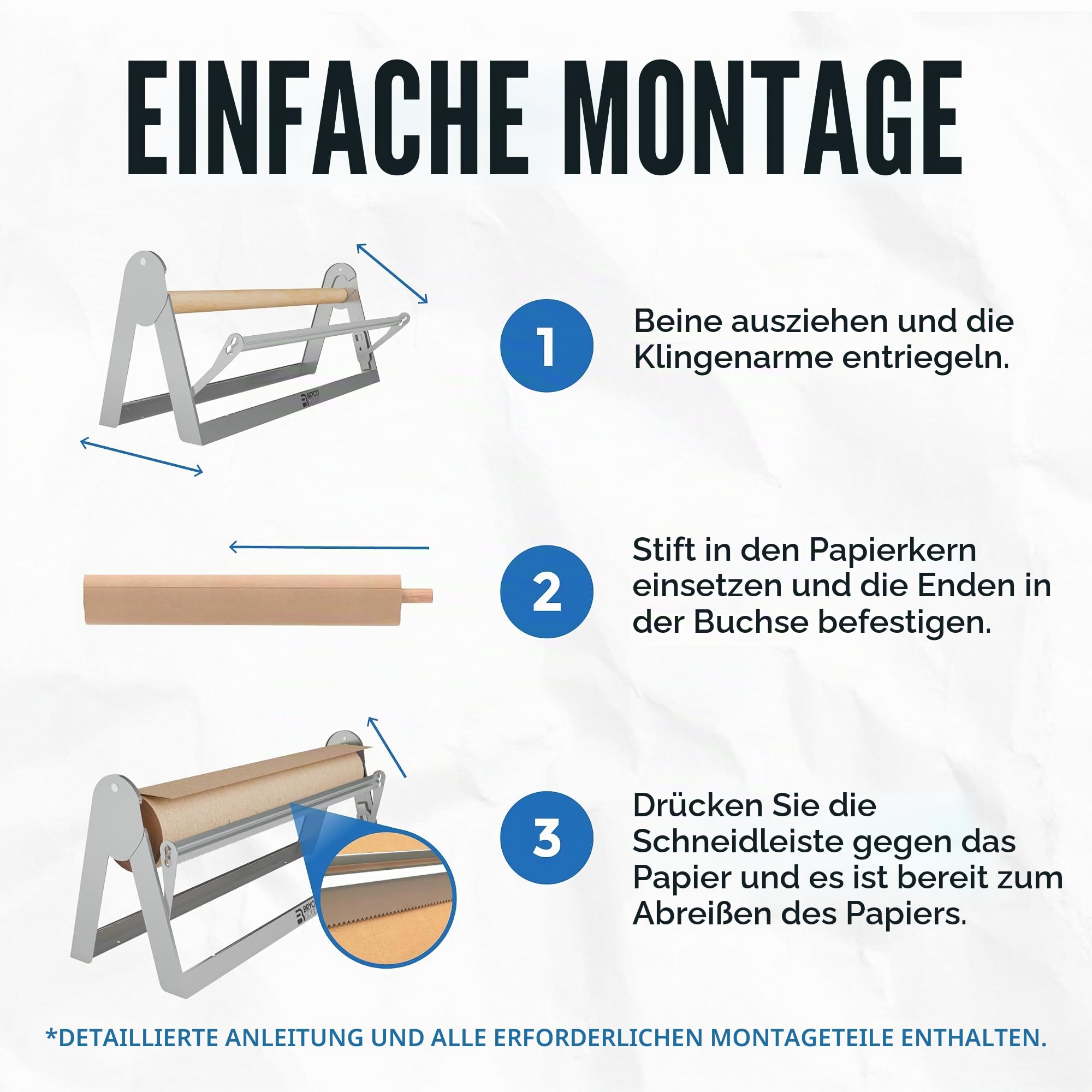 Papierrollenspender und -Schneider – Langer 61 cm Rollenpapierhalter – toller Metzger-Papierspender, Geschenkpapierschneider, Bastelpapierhalter oder Vinylrollenhalter – Wandmontage