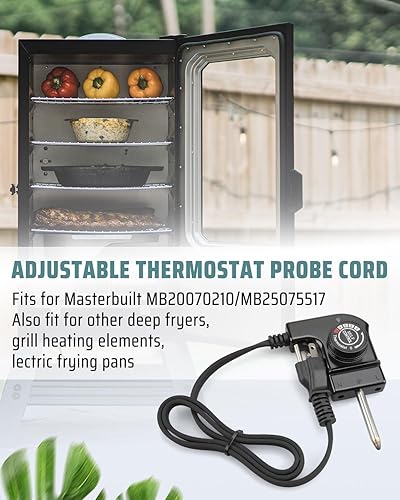 Miniatura 2 de Cable de sonda de termostato ajustable para fumadores Masterbuild, cable de alimentación con control de termostato para fumadores eléctricos,