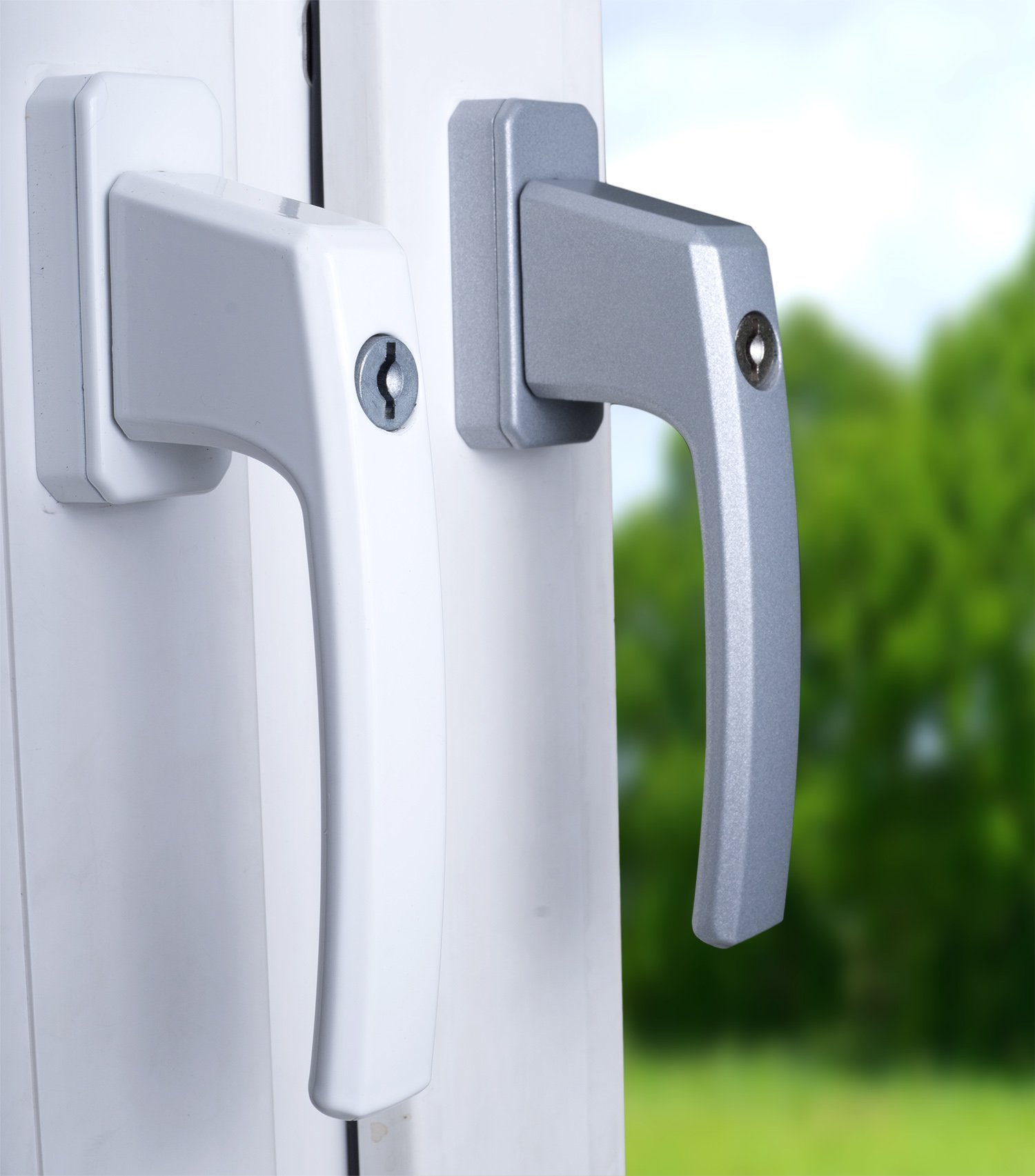 Stahlia Abschließbare Fenstergriffe Aluminium (10 Stück) Silber quadratisch Druckknöpfe Balkontürgriff Fenstersicherung Fensterbeschläge Fensterschloss
