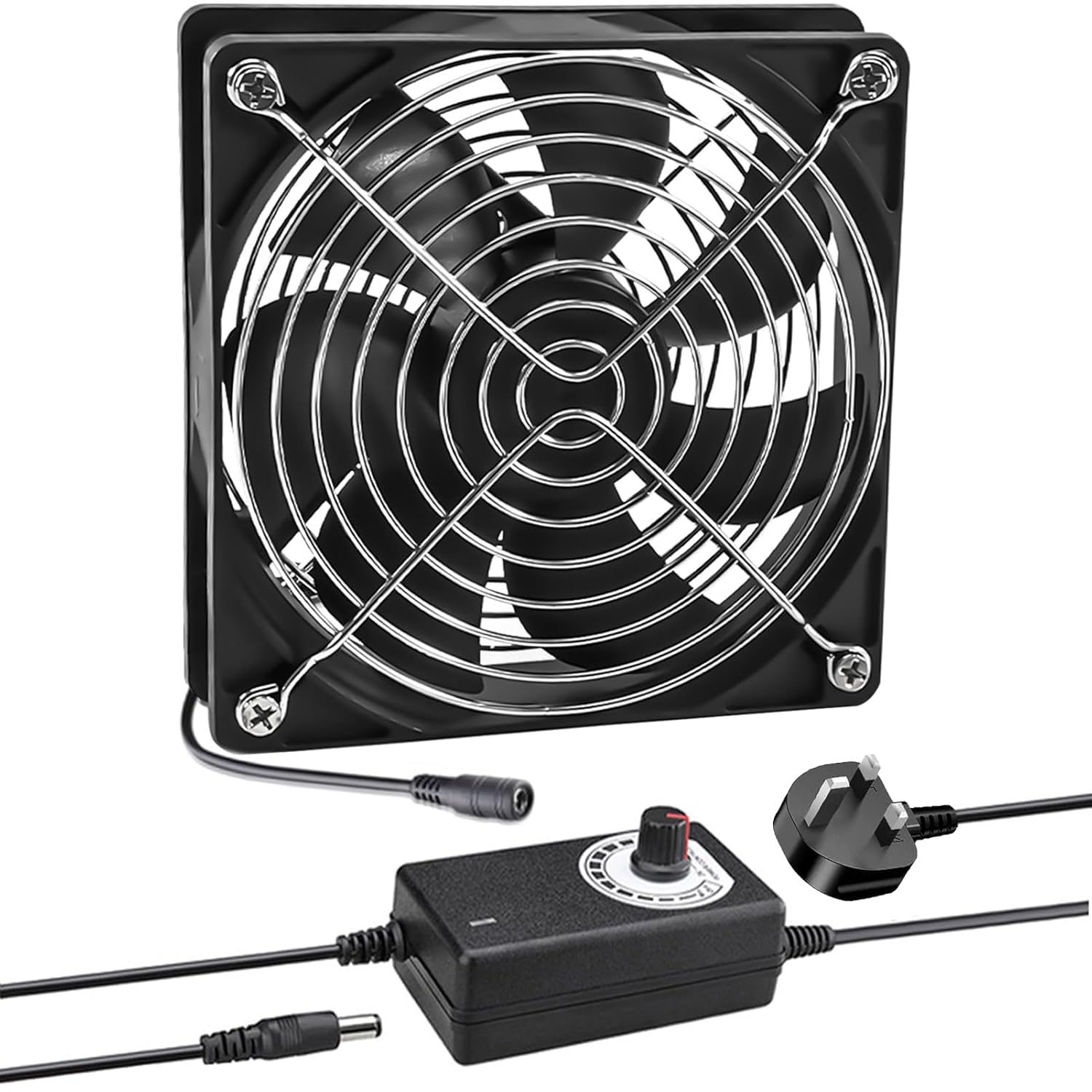 Joycabin120mm Computer Fan, Computer Cooling Fan with AC Plug 220V PC Fan DC 4V 5V 12V Adjustable Speed Brushless Cooling Fans for PC, Computer, Server Cabinet, TV Box, AV Cabinet, Router