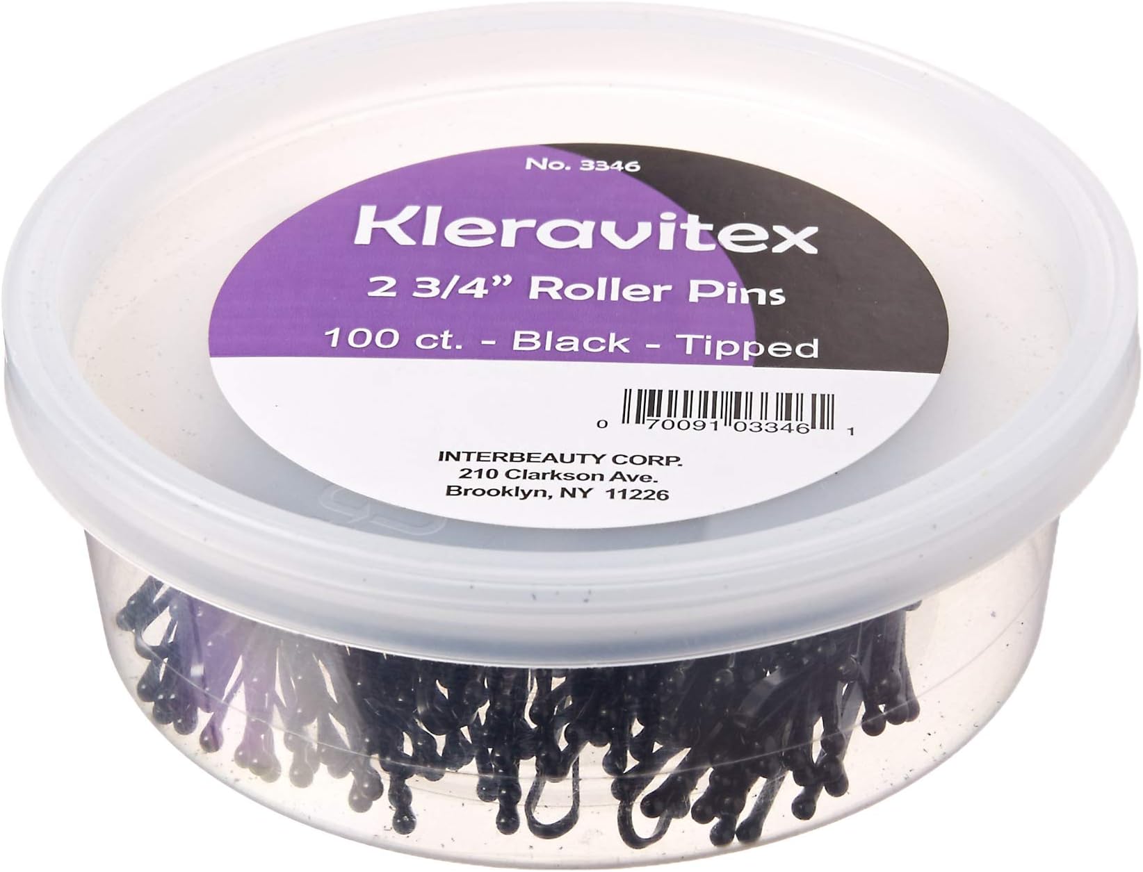 Kleravitex BLACK Jumbo 2.75" Bobby Hair Pins - Black Tipped Flat Style Pins for Women - Perfect For Rollers - Hair Pins for Styling - Suitable for ALL Hair Types, 100 pieces Tub Made in USA