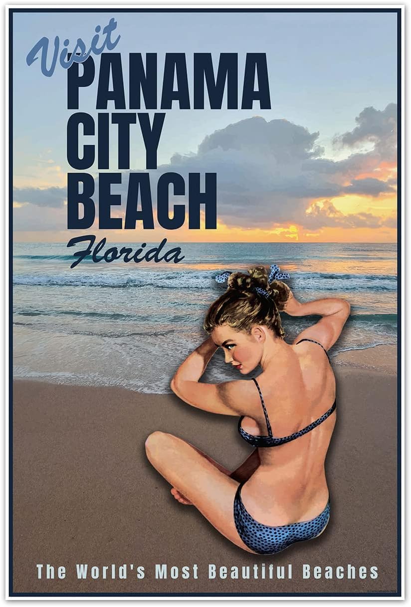 Panama City Beach Florida Vacation Advertisement Travel Ad | Art Print Poster Wall Decor (18 x 24 inches)