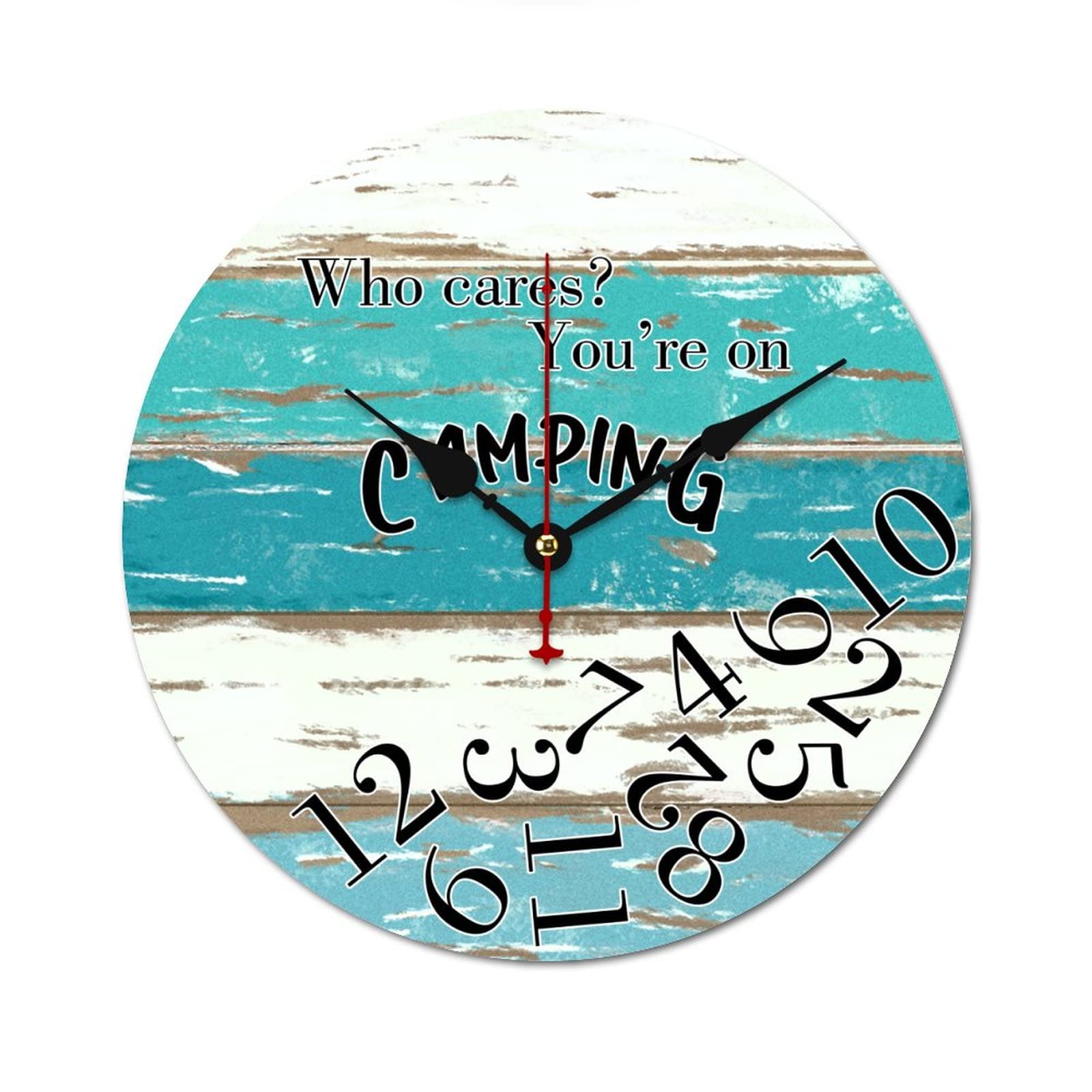 Horloge murale anti-stress Who Cares You're on Camping rustique rétro