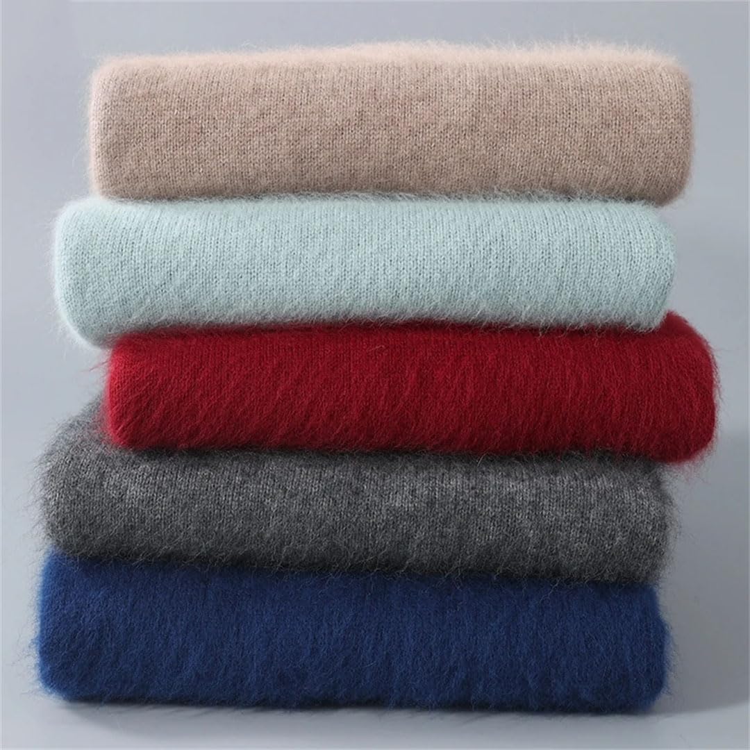 Men's Half Turtleneck Zipper Cashmere Sweater Winter Thick Pullovers Large Size Knit Basic Shirt Tops Rust Red