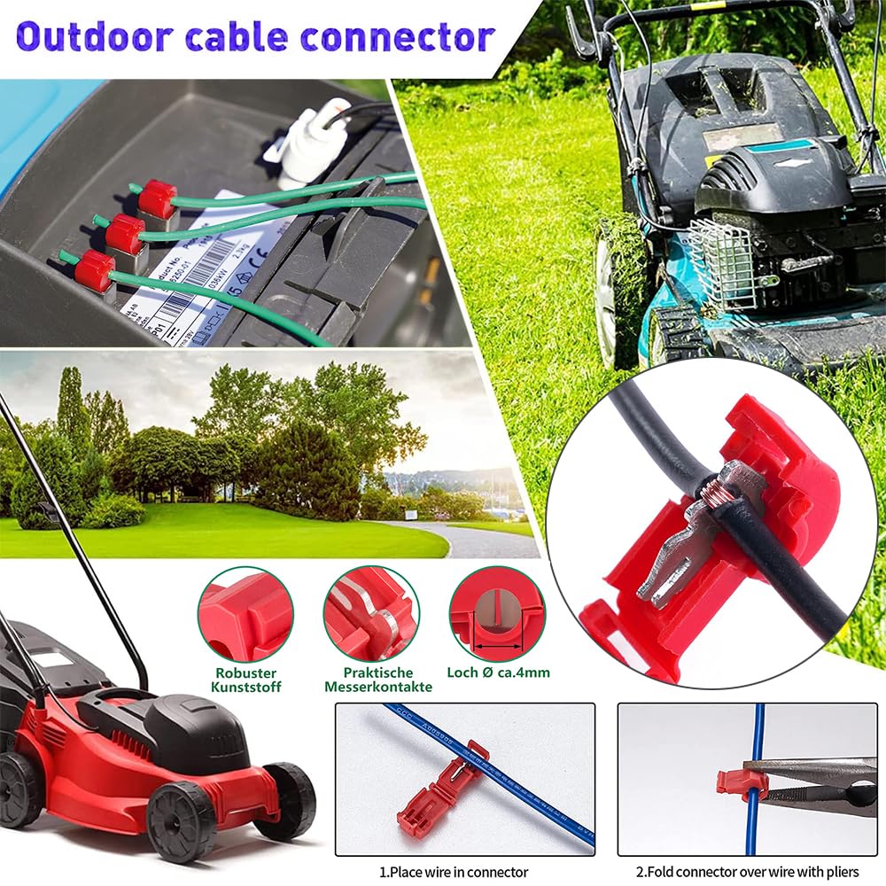 Cable perimetral Robot cortacesped 150m,Cable Robot cortacésped,+75 Clavijas, 30 Conectores Cable, 30 Terminales Conexión,Compatibilidad Universal con Robot cortacesped del Mercado