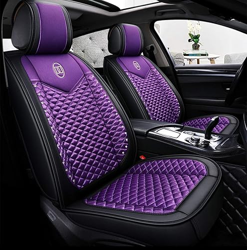 Bling Girly - Juego completo de fundas de asiento de automóvil para mujer, de cuero y seda, cojines de asiento delantero y trasero, ajuste universal