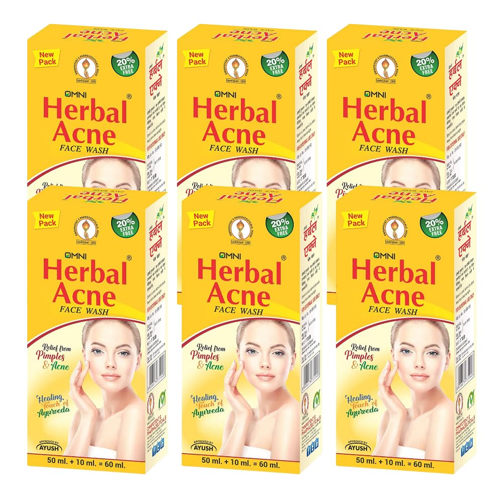 OMNI HERBAL ACNE FACE WASH 60ML Each (Pack of 6)