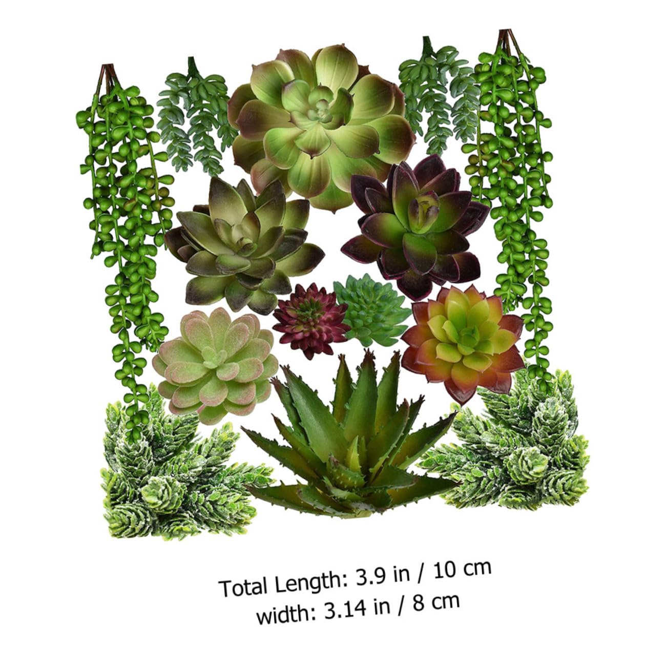 Healeved Succulentes Artificielles Décoratives 14 Pièces en PVC PE Vertes