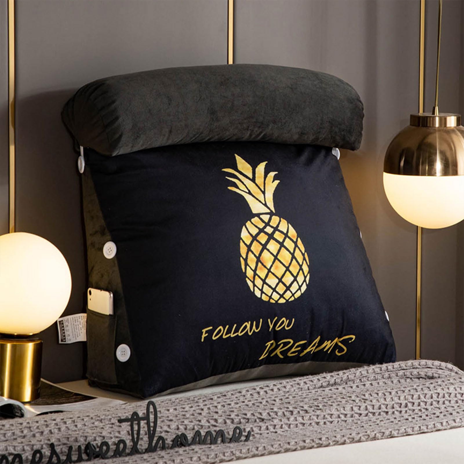 YKMYXZ support pillow， With Shredded Memory Foam/Lumbar Support Cushion,With Luxury For Sitting Reading Or Gaming(Golden Pineapple,45x45x20cm)