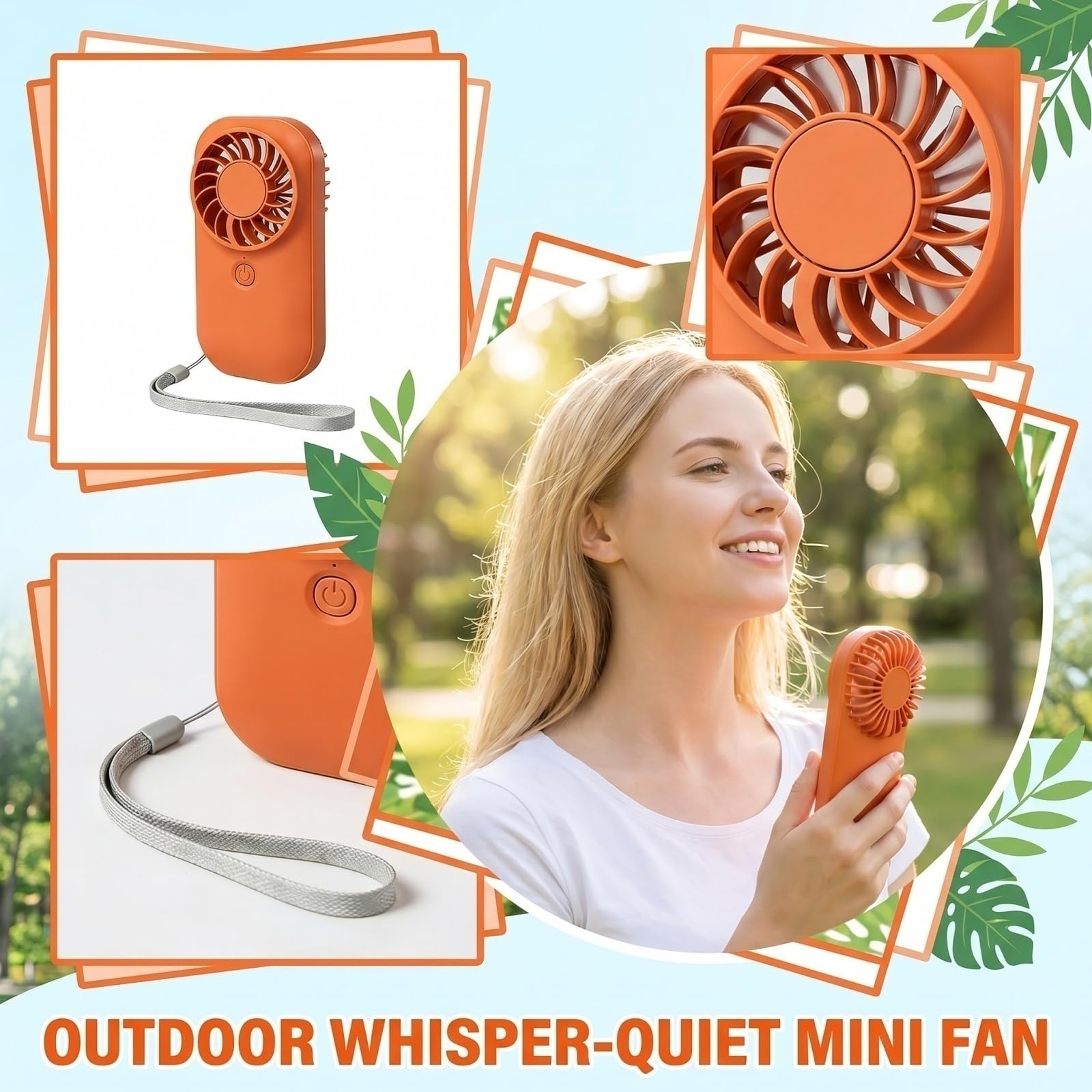 Mały wentylator biurkowy USB | Wielokolorowy wentylator biurkowy USB do sypialni, biura, szkoły, domu na zewnątrz(02 Orange)
