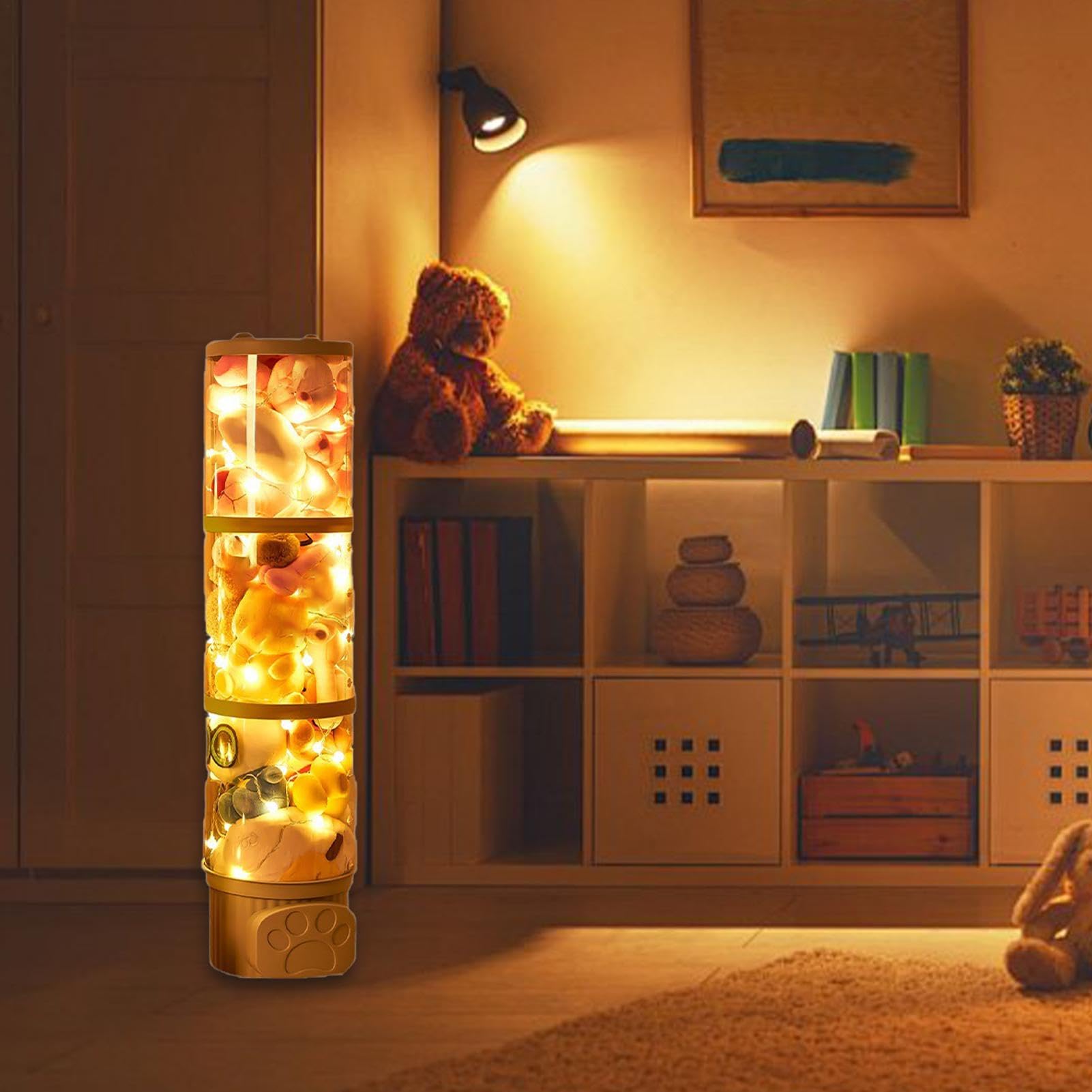 Organizzatore per animali | Organizzatore per giocattoli illuminato | Tubo per giocattoli illuminabile | Scatola trasparente per giocattoli | Tubo portaoggetti per animali di peluche | Secchio