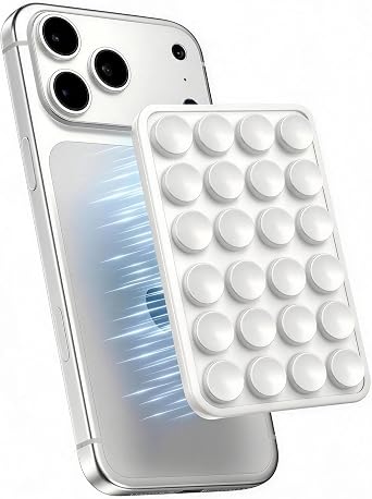 White OCTO BUDYY Silicone Suction Phone Case Mount, Silicon Adhesive Smartphones Stand Sticky, Hands-Free Phone Accessories Holder for Selfies and Videos Trending TikTok Items for iPhone