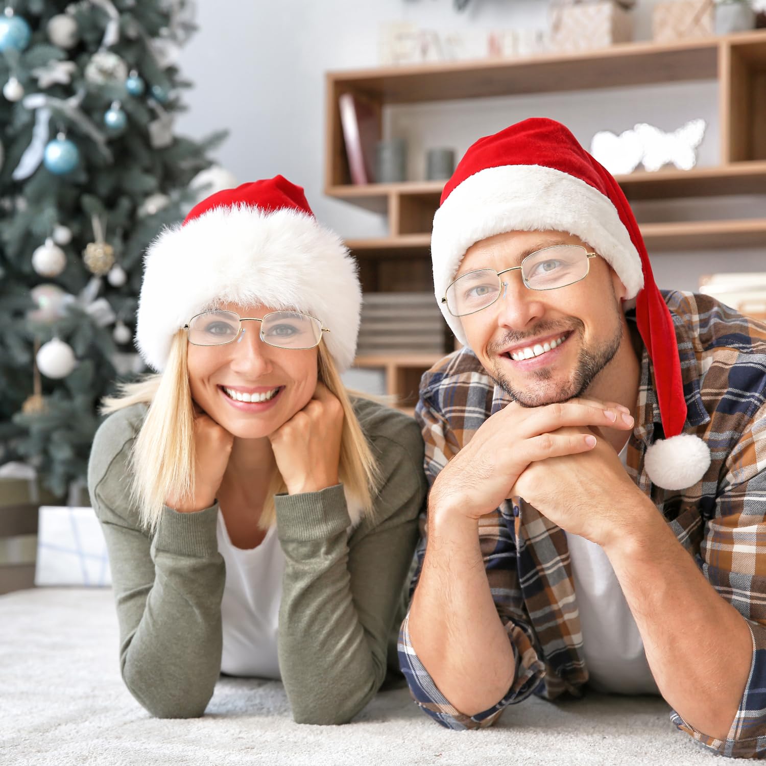 HAICN 3Pieces Christmas Santa Glasses Square Christmas Vintage Spectacles Aesthetic Fancy Dress Themed Party Accessories for Unisex - Image 4