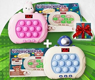 ام اتش ام لعبة بابل بوبر برو ليد 3.0، لعبة بوب ات سريعة الدفع - لعبة حسية للأطفال المصابين بالتوحد، وحدة تحكم ألعاب محمولة باليد مع وحدة تحكم بوب ات برو، متعة فقاعات دفع سريعة (أرنب ورائد فضاء (عبوة