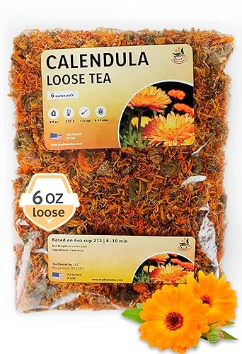 Té de caléndula - Flores secas de caléndula de 6 onzas - Té de caléndula - Té de caléndula a granel - Té de flores de caléndula - Sin cafeína -