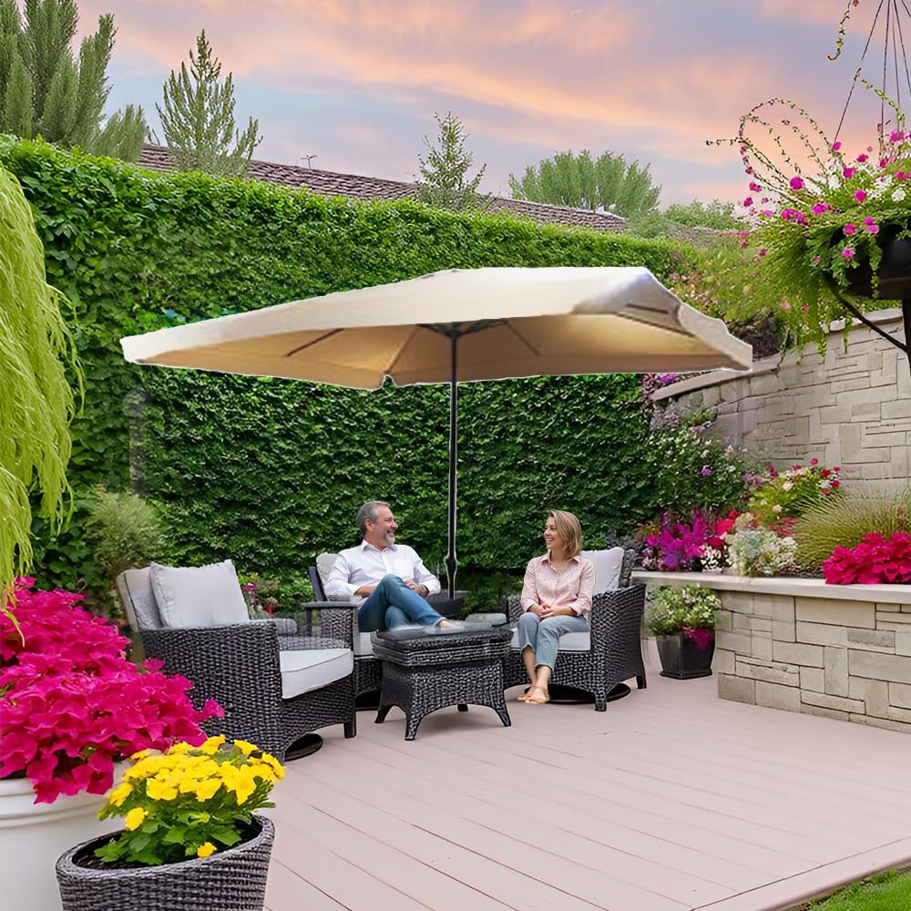Ombrellone da Giardino Rettangolare 3x4 Metri - in Alluminio, Regolabile, da Esterno, Impermeabile, con Manovella- Resistente ai Raggi UV Elegante