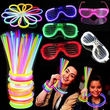 Glow Sticks, 205PCS Glow in the Dark Party Supplies Multicoloured Glowsticks Party Bag Fillers Light Up Partys Favours Glowsticks Partys Pack with Led Glasses 14 years and older