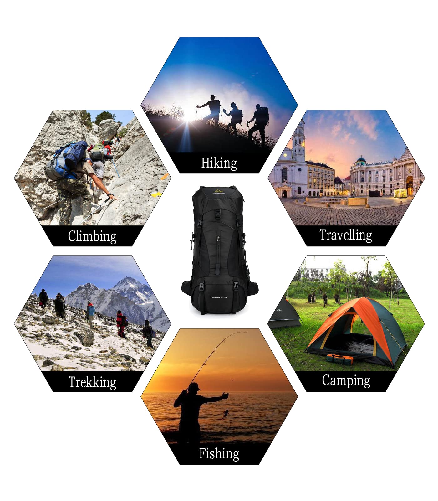 70L Rucksack Campingrucksack Trekkingrucksack Wanderrucksack Reiserucksack (mit Regenschutz)