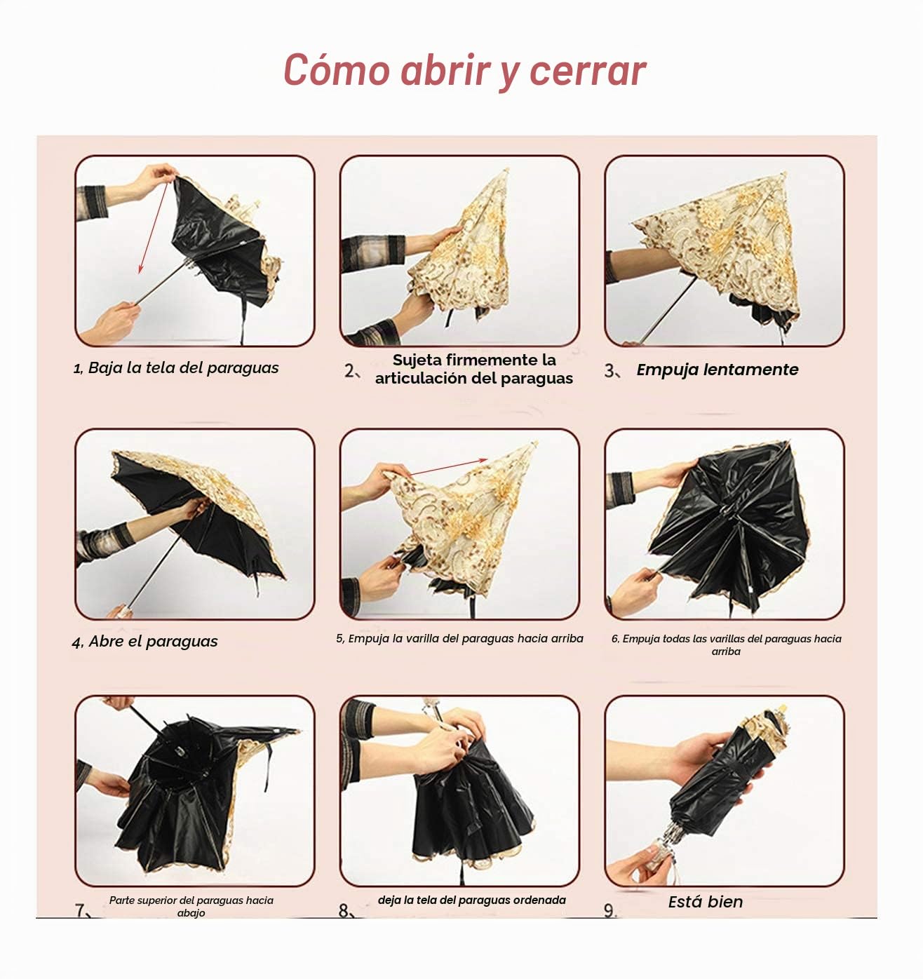 LCY Sombrilla plegable de encaje bordado de doble cubierta anti-UV para mujer, para sol, lluvia, nieve