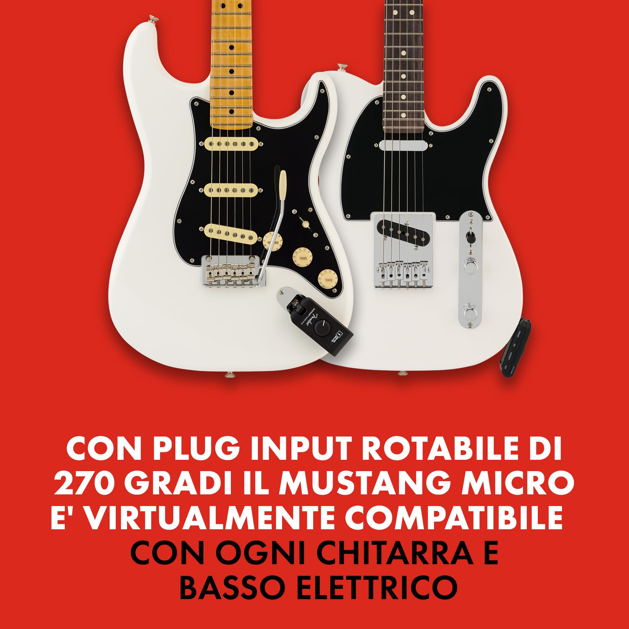 Fender Mustang Micro Plus Amplificatore per Chitarra, 25 modelli, 25 Effetti, Bluetooth, 100 preset, Ricaricabile USB