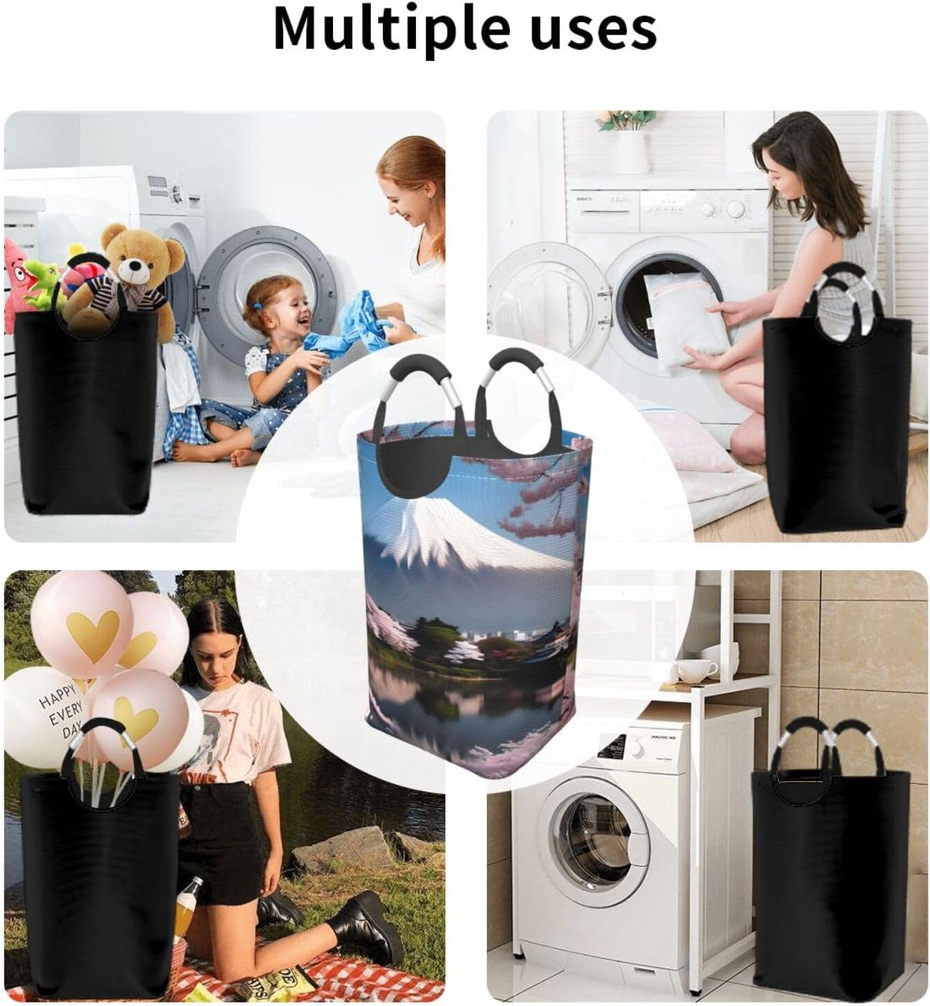 Mt. Fuji in early spring Foldable storage bag, 50L capacity, suitable for laundry room, dormitory bedroom, dirty clothes storage basket.