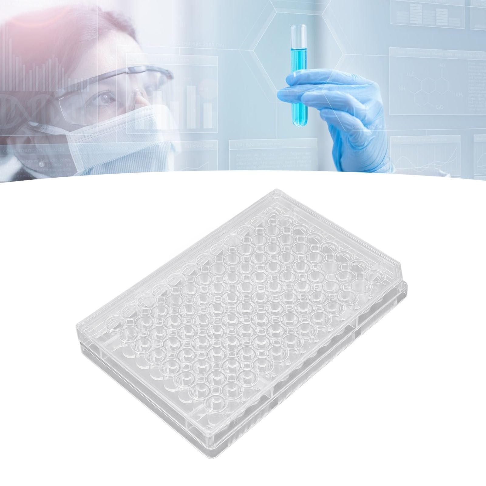 Plaque de Culture Cellulaire Stérile, 96 Puits, Fond Plat, Polystyrène Transparent, 10 Pièces, pour Laboratoire Biologique