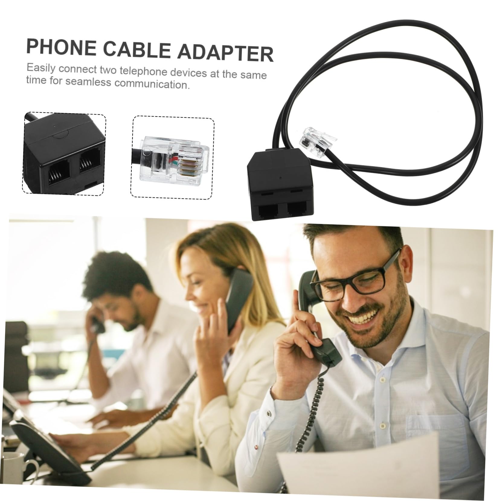 TINEASUR 2pcs Telephone Splitter Adapter Cable for Training and Conference Calls Easy Installation