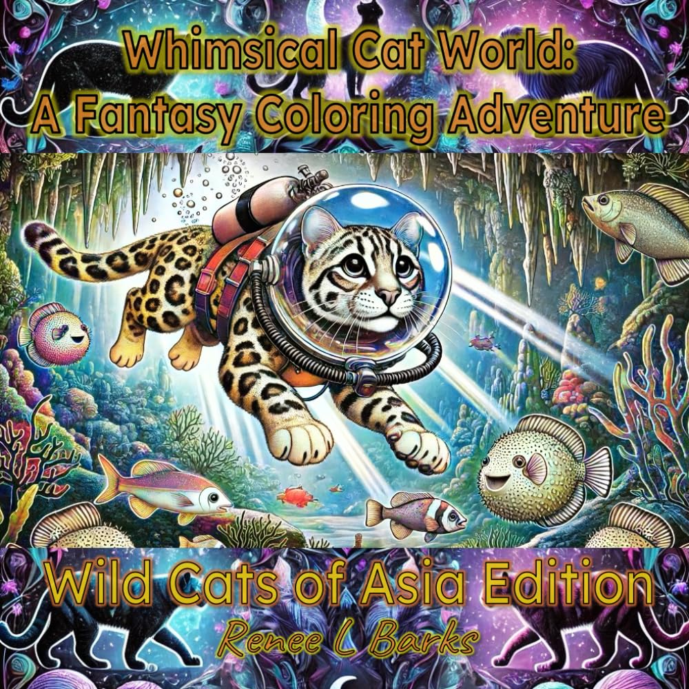 Whimsical Cat World: A Fantasy Coloring Adventure: Wild Cats of Asia Edition (Whimsical Cat World Coloring Books)