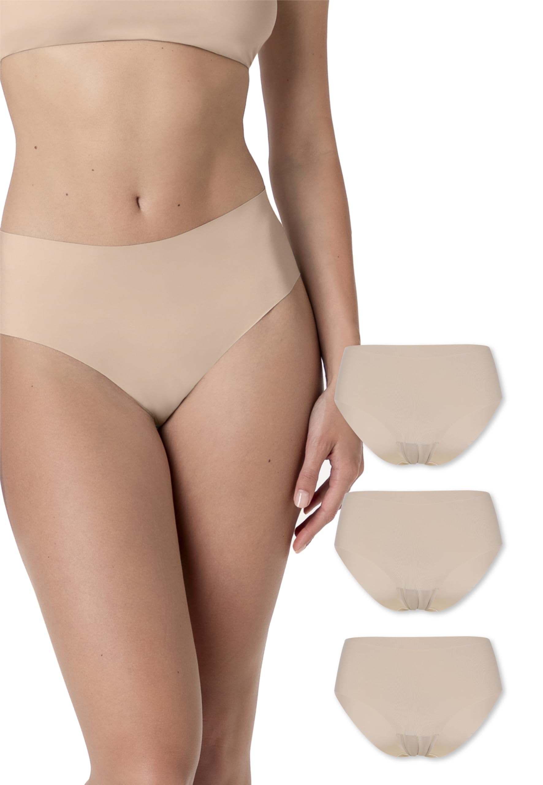 Lovable Slip Midi Pacco da 3 | Mutandine in Microfibra Taglio al Vivo | Laser Cut Invisibili sotto i Vestiti |Intimo Second Skin Micro Donna x3