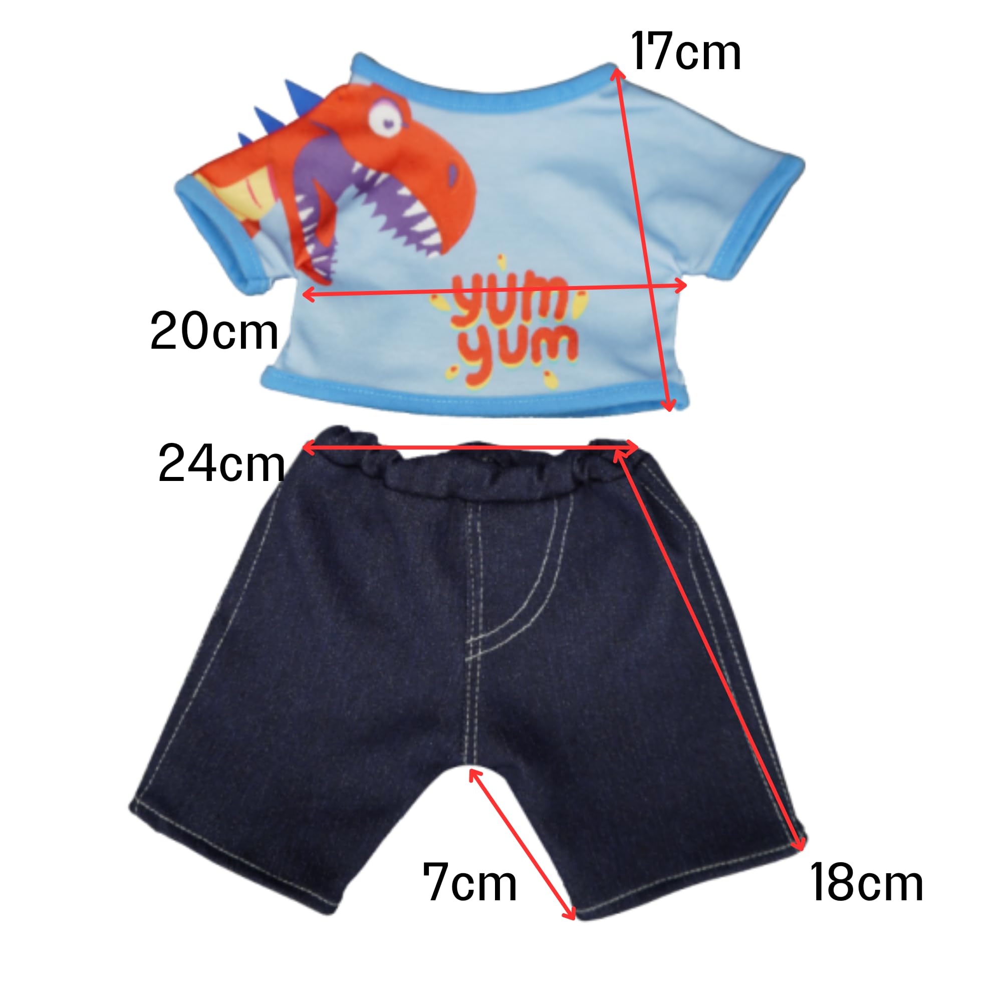 16 inch Dinosaur Yum Yum T-Shirt and Jeans - Teddy Bear Clothes - Size: 16 inch/40cm fits Build a Bear, 16 inch - 40 cm - Image 4