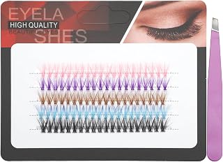 Colored Individual Lashes Cluster, 100 Pcs DIY Extensions Individual Eyelashes 5 Colors Wispy Lashes Colorful False Eyelashes Extension DIY Individual Lashes for Party DIY at Home