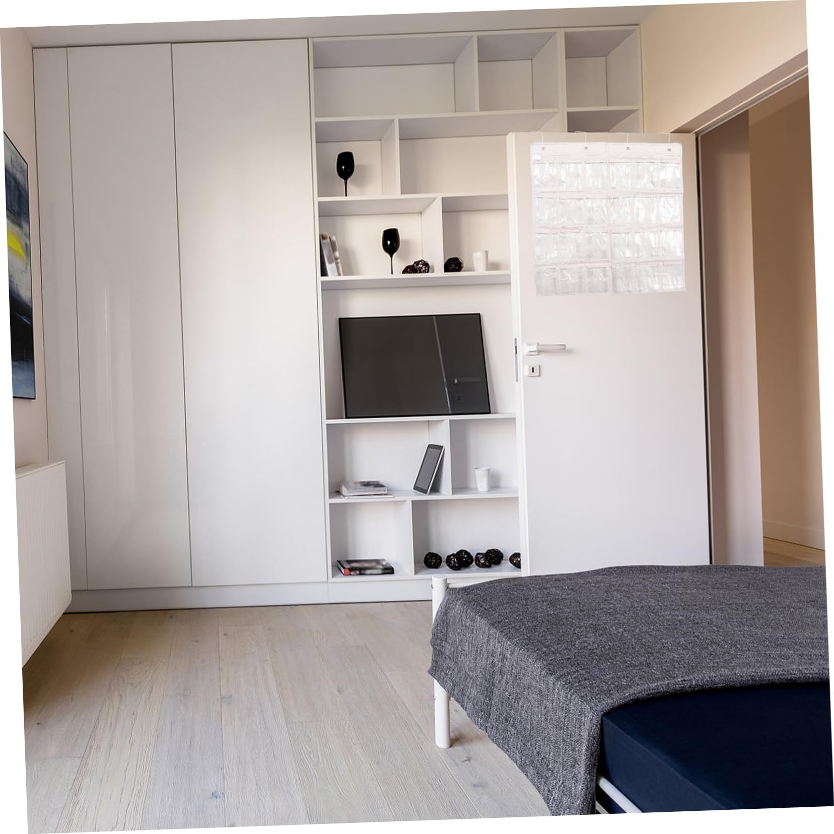 Ciieeo Closet Hanger Organizers Hanging Storage Bag 6 Pockets Door Pouches for Office Classroom Home Oxford Fabric