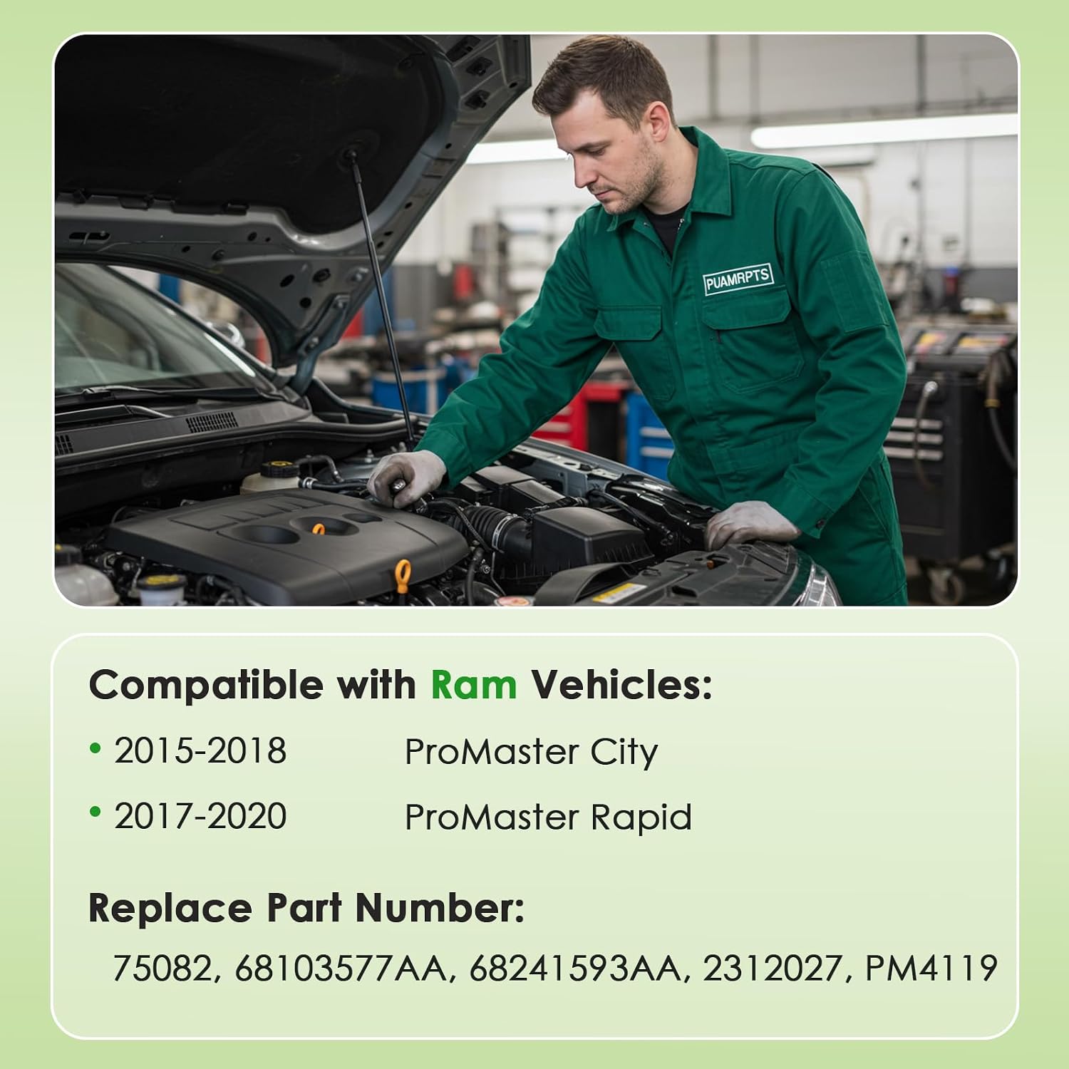AC Heater Blower Motor - Compatible with Ram ProMaster City 2015-2018, Ram ProMaster Rapid 2017-2020 - Motor Fan# PM4119, Front