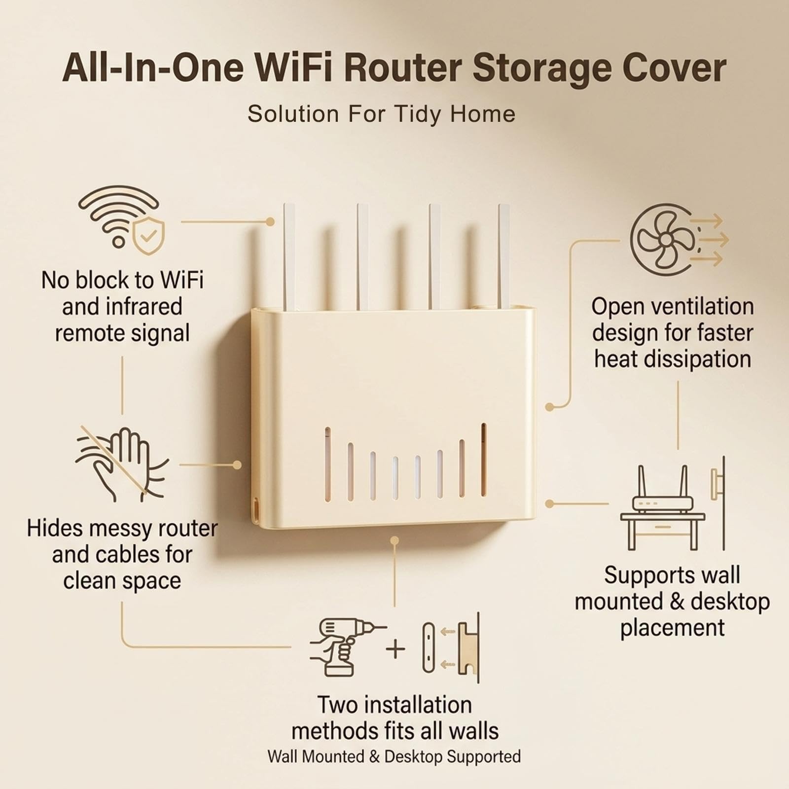 Scatola Portaoggetti per Router WiFi,Scatola Router Wifi da Parete