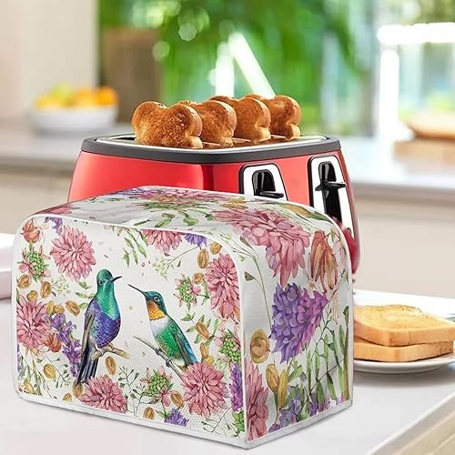 Vista 69 de JEOCODY Cubiertas para horno tostador, funda extragrande para hacer pan de flores azules, se adapta a la mayoría de tostadoras estándar de 2 Colibrí