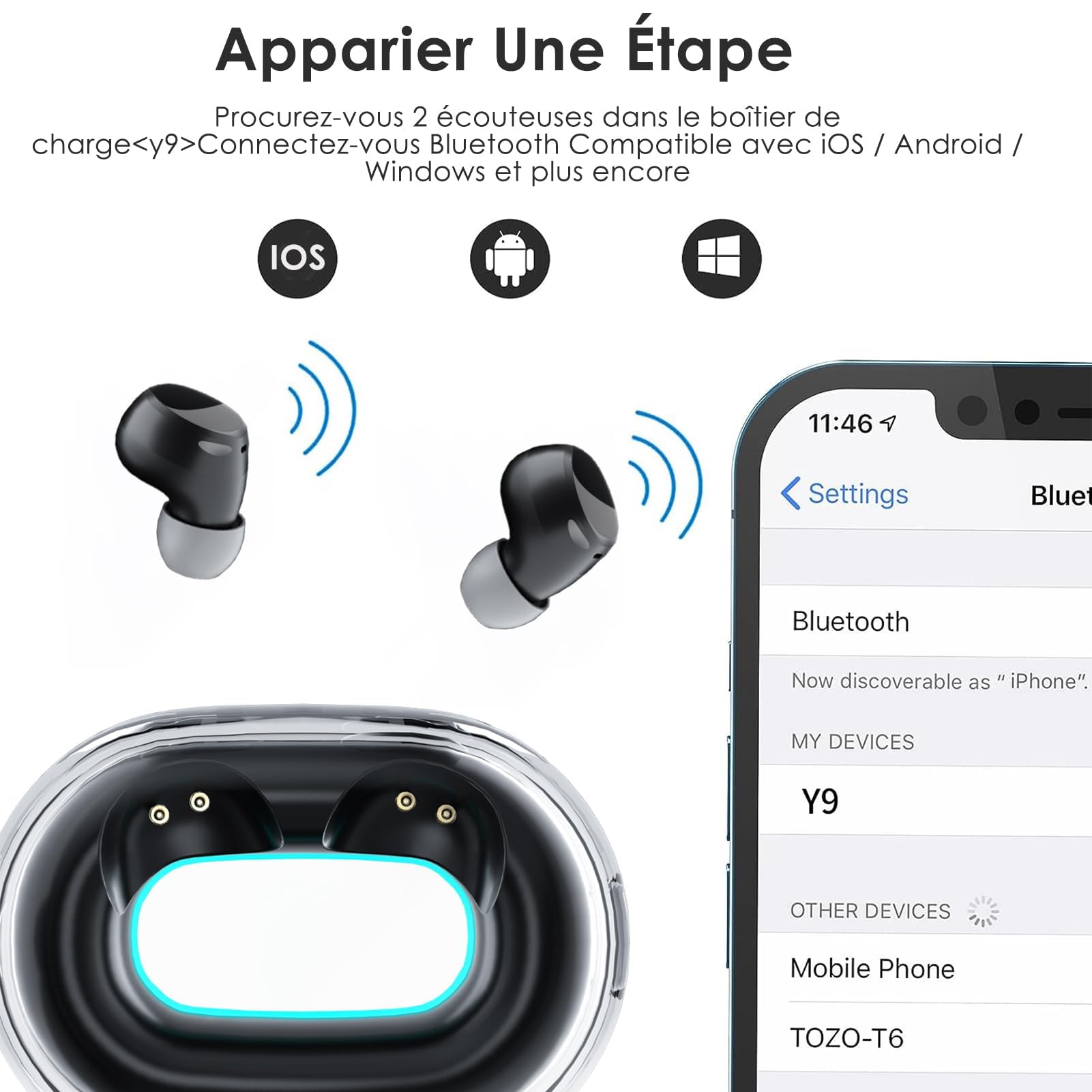 Écouteur Bluetooth Mono Sans Fil - Autonomie 20h, étanche IPX4, Micro Intégré, Parfait Pour Appels Et Sport