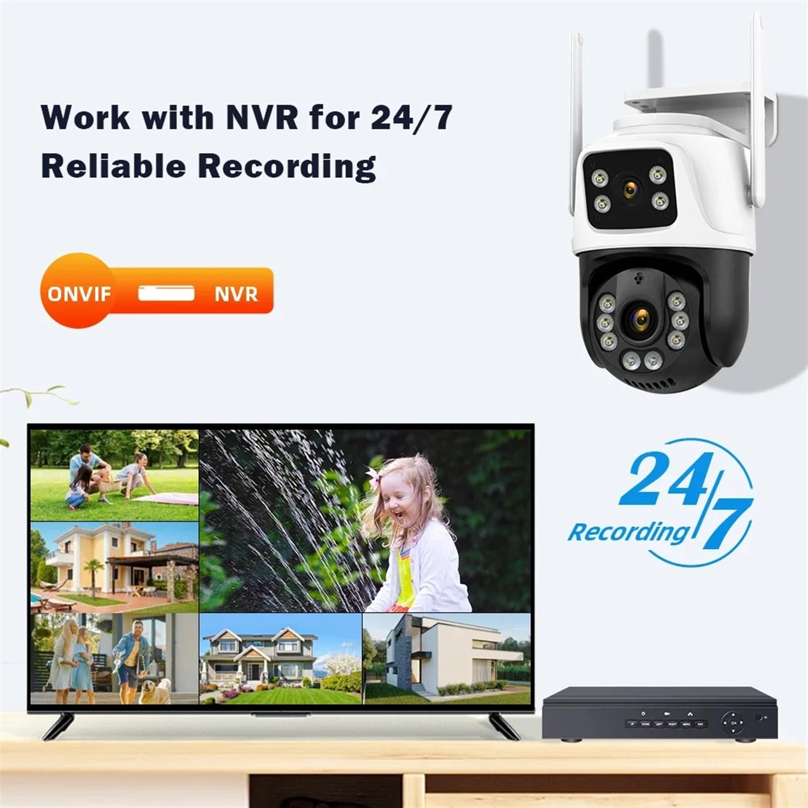 Zewnętrzny 360° Wi-Fi CCTV Ochrona IP Bezprzewodowy nadzór wideo 8MP 4K dla inteligentnych kamer domowych Łatwa instalacja(4K 8MP add 64G)