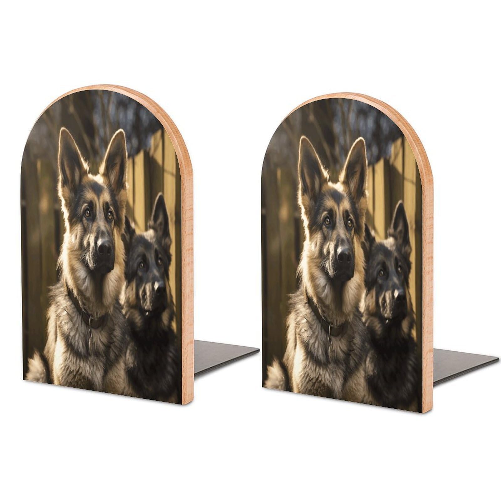 German Shepherd Bookend Wood Book End for Shelves Heavy Duty Non-Slip Wooden Bookend Support Universal Economy Bookends Fancy Modern Decorative Book Accessories 1 Pairs