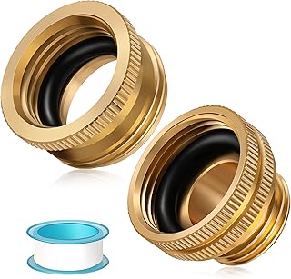 Solid Brass Garden Hose Adapter Set, Converts 3/4 Inch Male Thread Hose to 1 Inch Female Thread Hose, 1 Inch Male Thread Hose to 3/4 Inch Female Thread Hose, with 2 Rubber Gasket and Sealant Tape