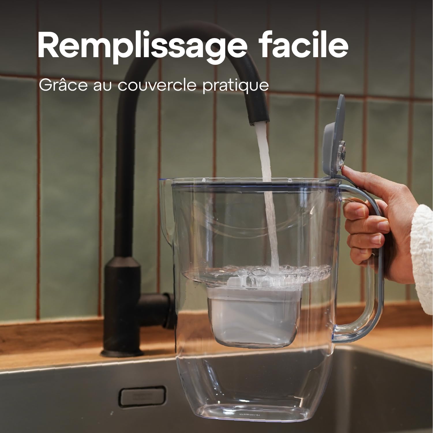 AQUAPHOR Fresh Carafe Filtrante 3,2 L avec (3) Filtre à Eau Maxfor+ (Gris)