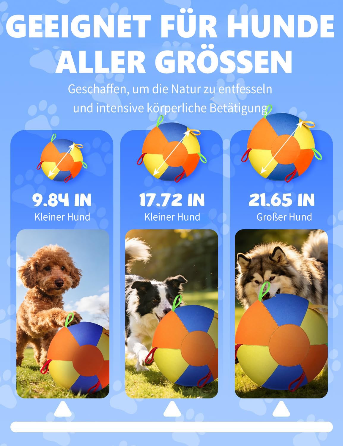 Herding Ball für Hunde, interaktiver Hundespielzeugball, langlebiger Jolly Ball für Hunde, Training, Kauspielzeug, Haustierbedarf, bissfestes Design, für Pferde und Schafe, Hundeball (55cm-A)