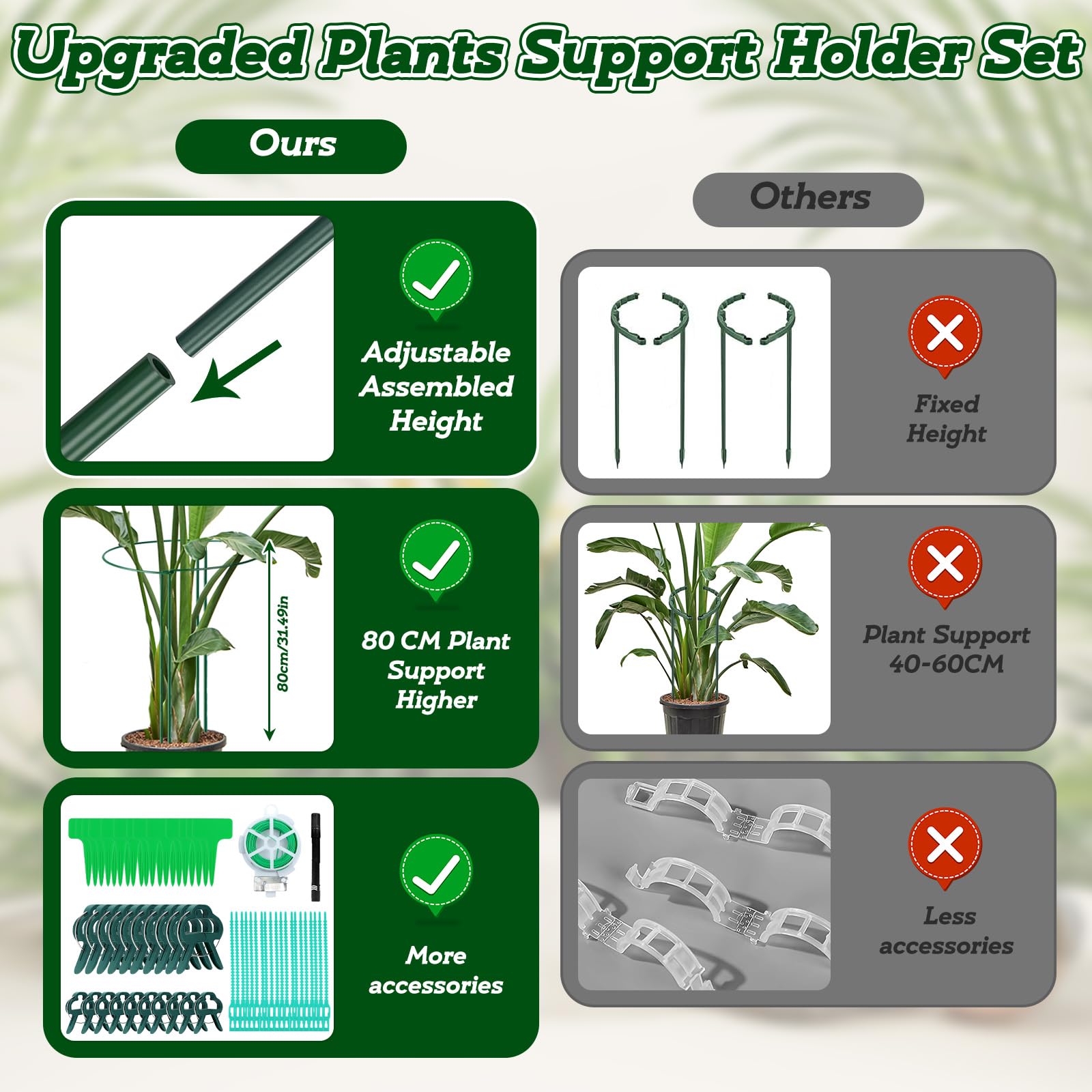 6 Pièces Tuteurs pour Plantes, 25 * 80CM Demi Rond Supports de Plantes Réglables, Jardin Plantes Support Pile Anneau Cage, Anneaux de Support en Métal Demi Ronds pour Pivoines Hortensias Roses Sédum