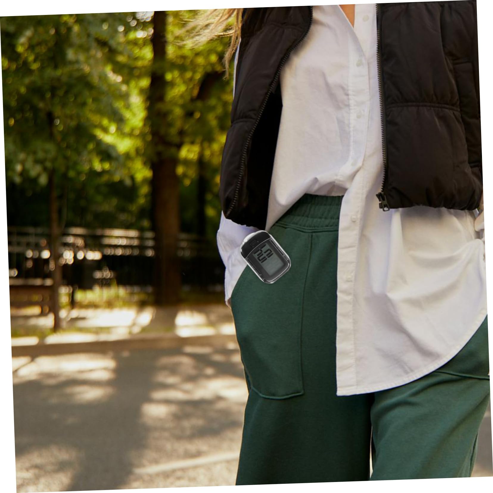 TOBBOMEY Silent Pedometer with Clip Accurate Step Counter for Walking Running and Hiking Versatile Fitness Tracker for Men and Women for Outdoor Activities Black