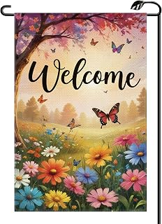 Spring Summer Butterfly Floral Garden Flag 12x18 Inch Vertical Double Sided Seasonal Welcome Small Flags Farmhouse Outside Decoration For Yard (ONLY FLAG) CX27