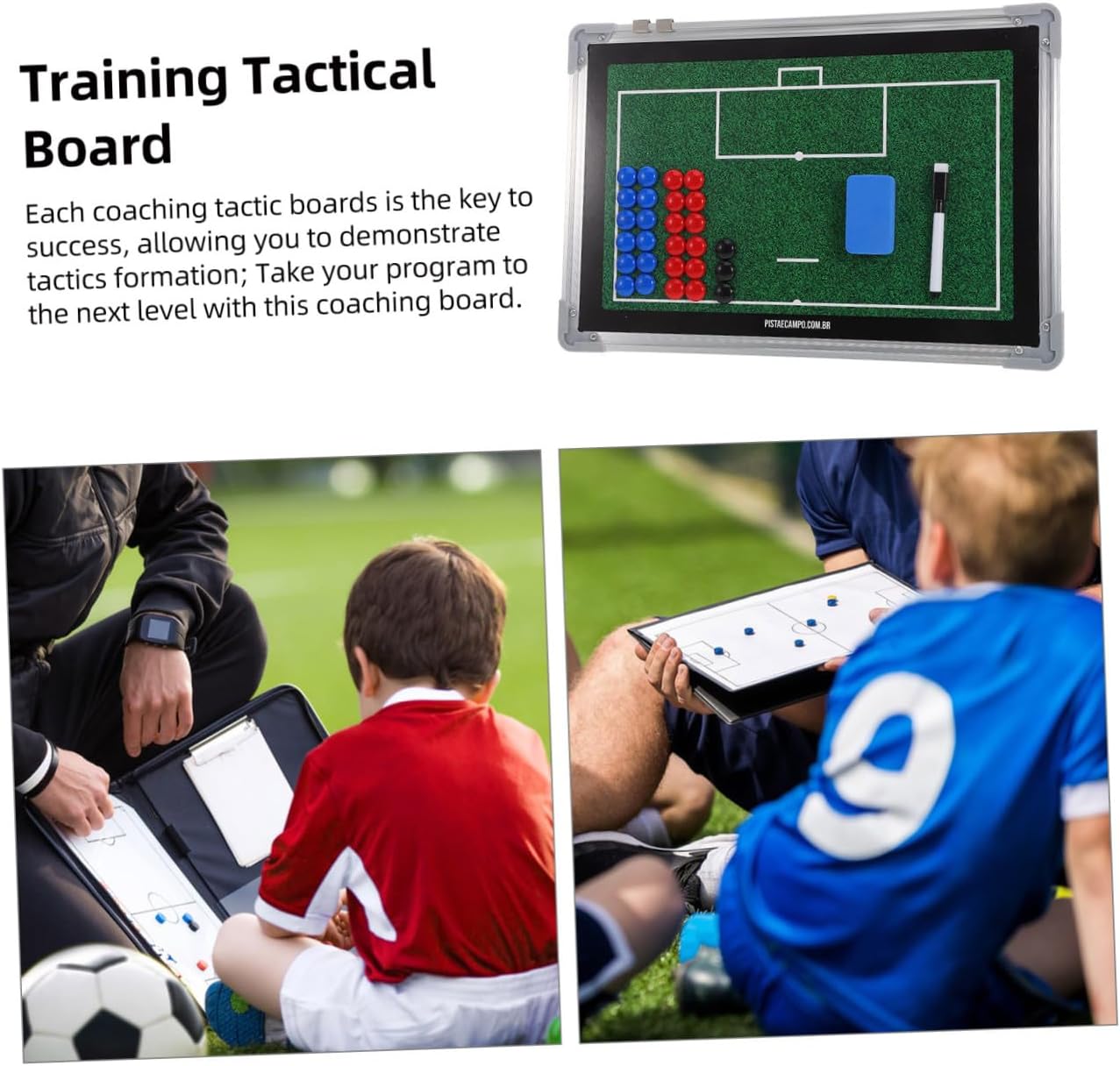 Soccer Training Board Whiteboard Aluminum Alloy Sports Ball Writing Board with Dry Erase Marker for Football Match Supplies and Strategy Planning