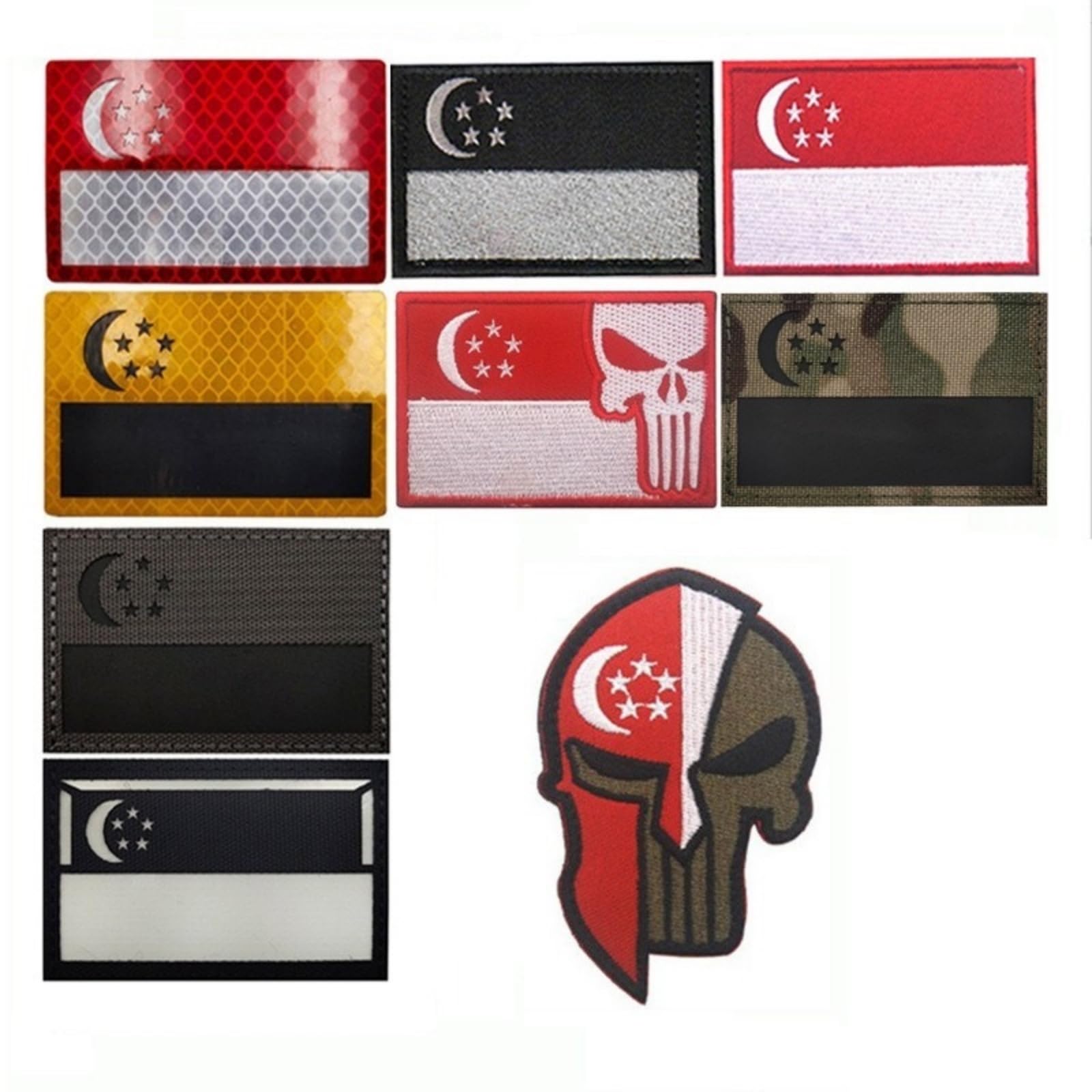 Écusson de Singapour en nylon blanc de qualité supérieure pour uniformes de collection