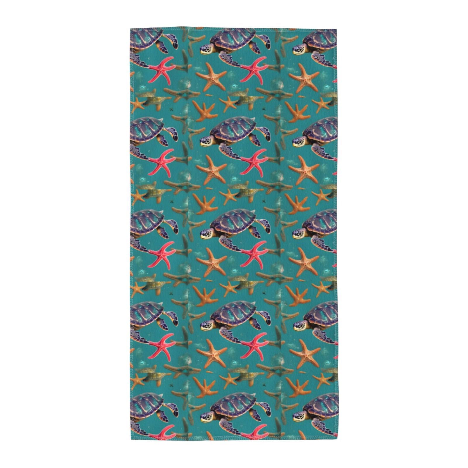 WYCZHY Sea Turtle Starfish Pattern Printed Quick Dry Beach Towel For Camping Travel Vacation
